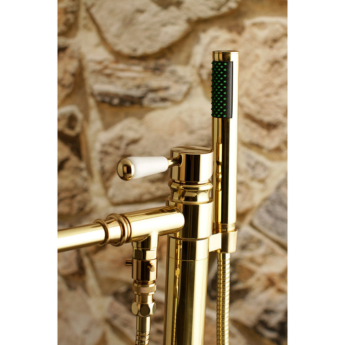 Kingston Tulare KS7032DPL - Paris Single-Handle 1-Hole Freestanding Tub Faucet with Hand Shower, Polished Brass