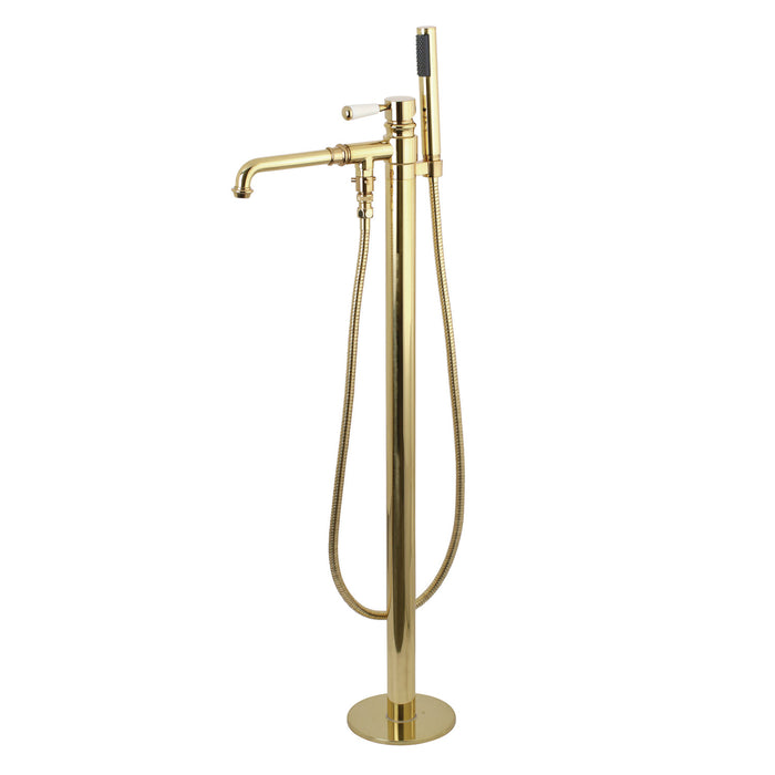 Kingston Tulare KS7032DPL - Paris Single-Handle 1-Hole Freestanding Tub Faucet with Hand Shower, Polished Brass