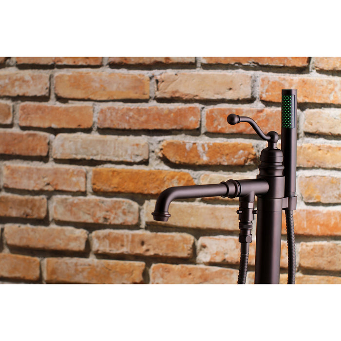 Kingston Tulare KS7035ABL - English Country Single-Handle 1-Hole Freestanding Tub Faucet with Hand Shower, Oil Rubbed Bronze