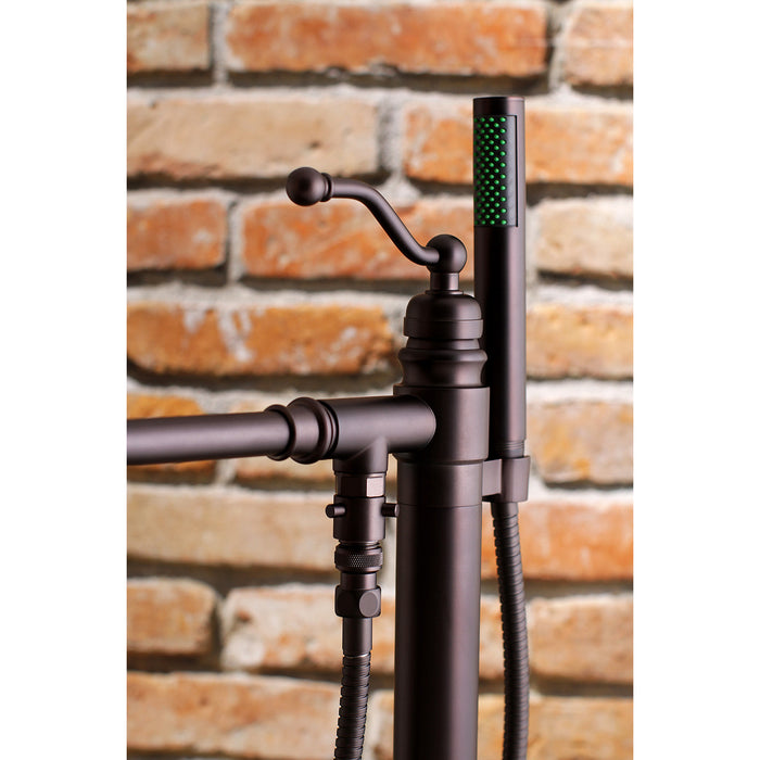 Kingston Tulare KS7035ABL - English Country Single-Handle 1-Hole Freestanding Tub Faucet with Hand Shower, Oil Rubbed Bronze
