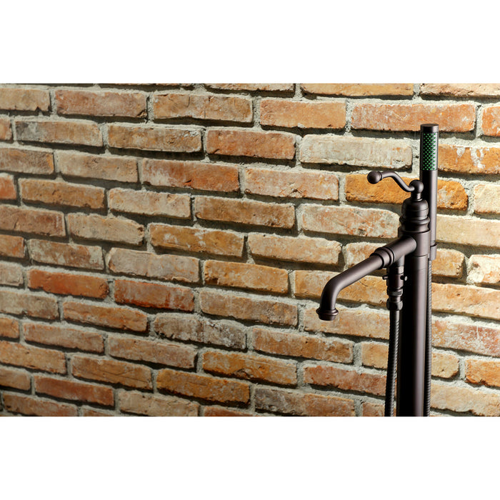 Kingston Tulare KS7035ABL - English Country Single-Handle 1-Hole Freestanding Tub Faucet with Hand Shower, Oil Rubbed Bronze