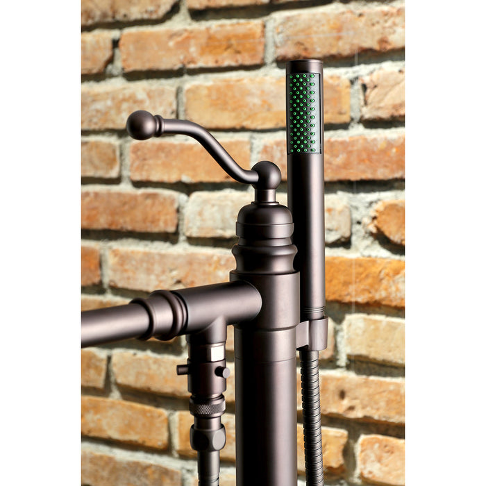Kingston Tulare KS7035ABL - English Country Single-Handle 1-Hole Freestanding Tub Faucet with Hand Shower, Oil Rubbed Bronze
