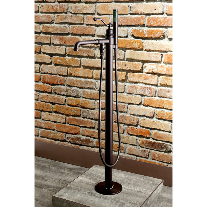 Kingston Tulare KS7035ABL - English Country Single-Handle 1-Hole Freestanding Tub Faucet with Hand Shower, Oil Rubbed Bronze
