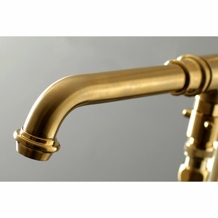 Kingston Tulare KS7037ABL - English Country Single-Handle 1-Hole Freestanding Tub Faucet with Hand Shower, Brushed Brass