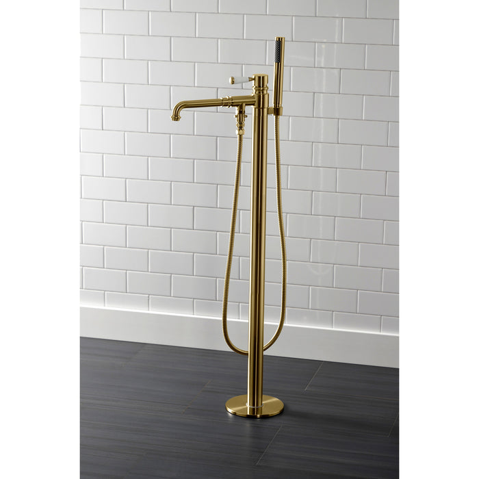 Kingston Tulare KS7037DPL - Paris Single-Handle 1-Hole Freestanding Tub Faucet with Hand Shower, Brushed Brass