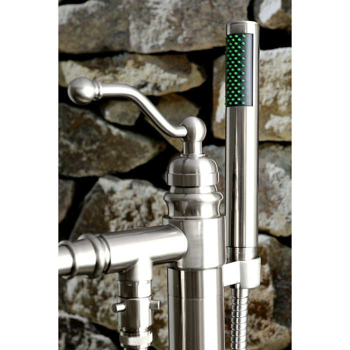 Kingston Tulare KS7038ABL - English Country Single-Handle 1-Hole Freestanding Tub Faucet with Hand Shower, Brushed Nickel