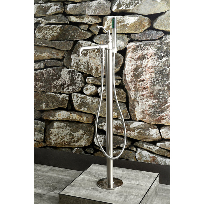 Kingston Tulare KS7038ABL - English Country Single-Handle 1-Hole Freestanding Tub Faucet with Hand Shower, Brushed Nickel