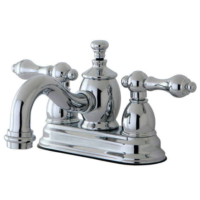 English Country KS7101AL Two-Handle 3-Hole Deck Mount 4" Centerset Bathroom Faucet with Brass Pop-Up, Polished Chrome