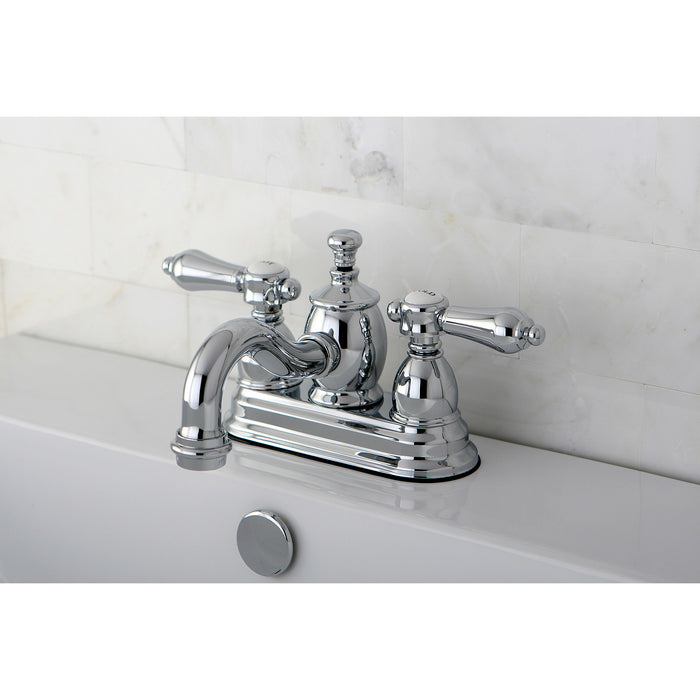 Heirloom KS7101BAL Two-Handle 3-Hole Deck Mount 4" Centerset Bathroom Faucet with Brass Pop-Up, Polished Chrome