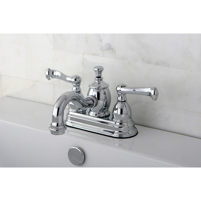 Royale KS7101FL Two-Handle 3-Hole Deck Mount 4" Centerset Bathroom Faucet with Brass Pop-Up, Polished Chrome