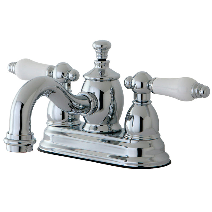 English Country KS7101PL Two-Handle 3-Hole Deck Mount 4" Centerset Bathroom Faucet with Brass Pop-Up, Polished Chrome