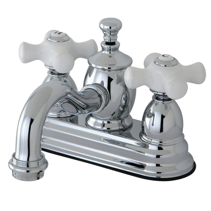 English Country KS7101PX Two-Handle 3-Hole Deck Mount 4" Centerset Bathroom Faucet with Brass Pop-Up, Polished Chrome