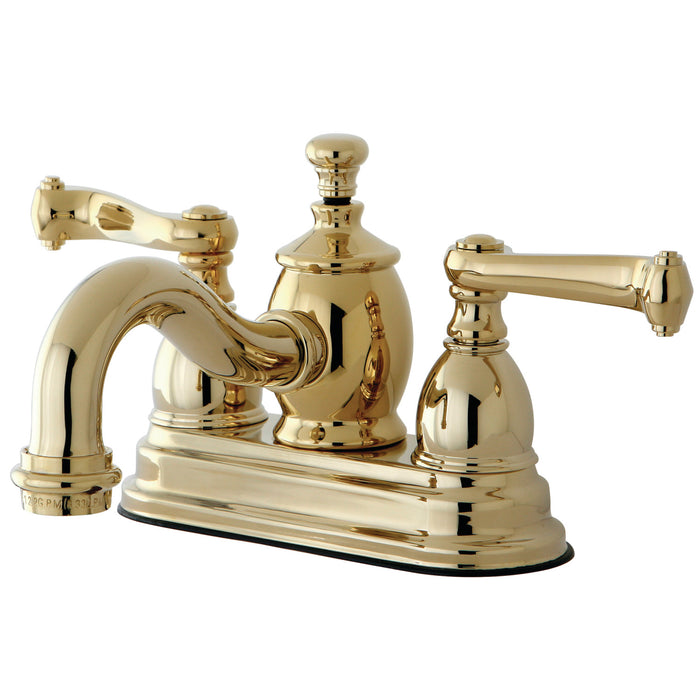 Royale KS7102FL Two-Handle 3-Hole Deck Mount 4" Centerset Bathroom Faucet with Brass Pop-Up, Polished Brass