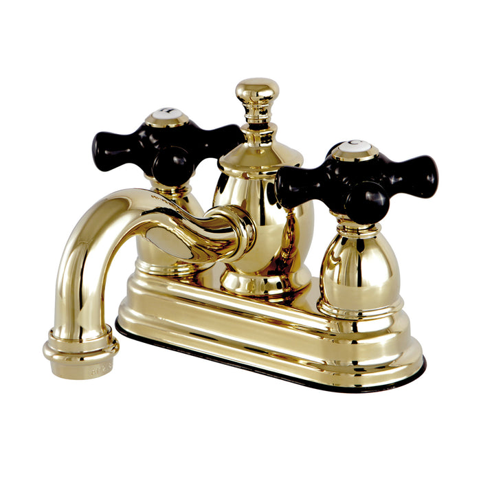 Duchess KS7102PKX Two-Handle 3-Hole Deck Mount 4" Centerset Bathroom Faucet with Brass Pop-Up, Polished Brass
