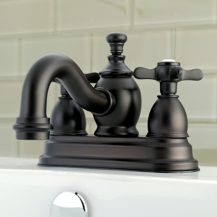 Kingston Heirloom KS7105BEX - Essex Double-Handle 3-Hole Deck Mount 4-Inch Centerset Bathroom Faucet with Brass Pop-Up, Oil Rubbed Bronze