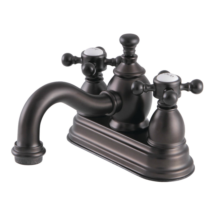 English Country KS7105BX Two-Handle 3-Hole Deck Mount 4" Centerset Bathroom Faucet with Brass Pop-Up, Oil Rubbed Bronze