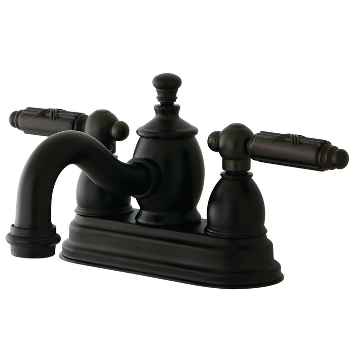 Georgian KS7105GL Two-Handle 3-Hole Deck Mount 4" Centerset Bathroom Faucet with Brass Pop-Up, Oil Rubbed Bronze