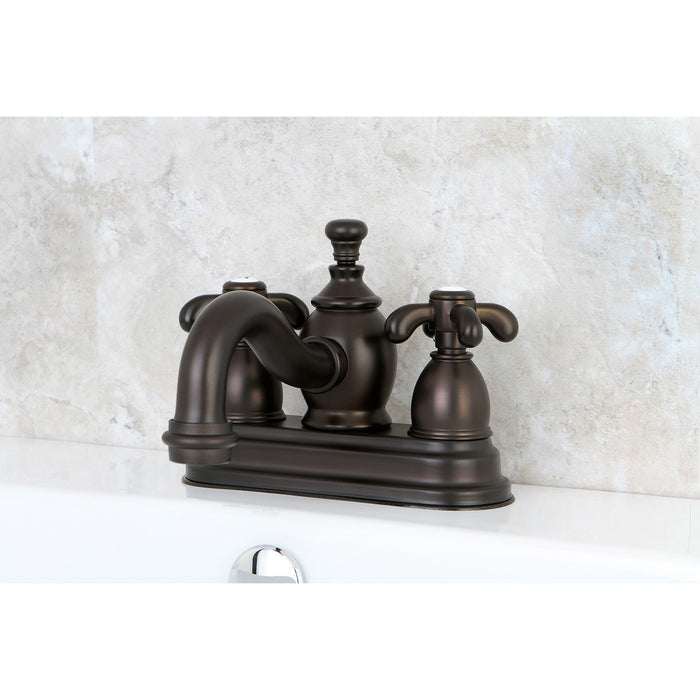 French Country KS7105TX Two-Handle 3-Hole Deck Mount 4" Centerset Bathroom Faucet with Brass Pop-Up, Oil Rubbed Bronze