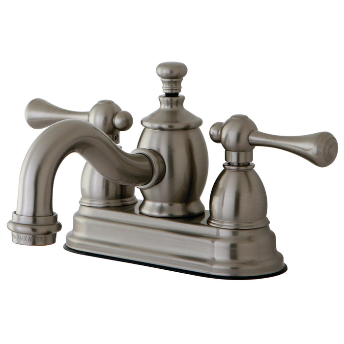 Vintage KS7108BL Two-Handle 3-Hole Deck Mount 4" Centerset Bathroom Faucet with Brass Pop-Up, Brushed Nickel