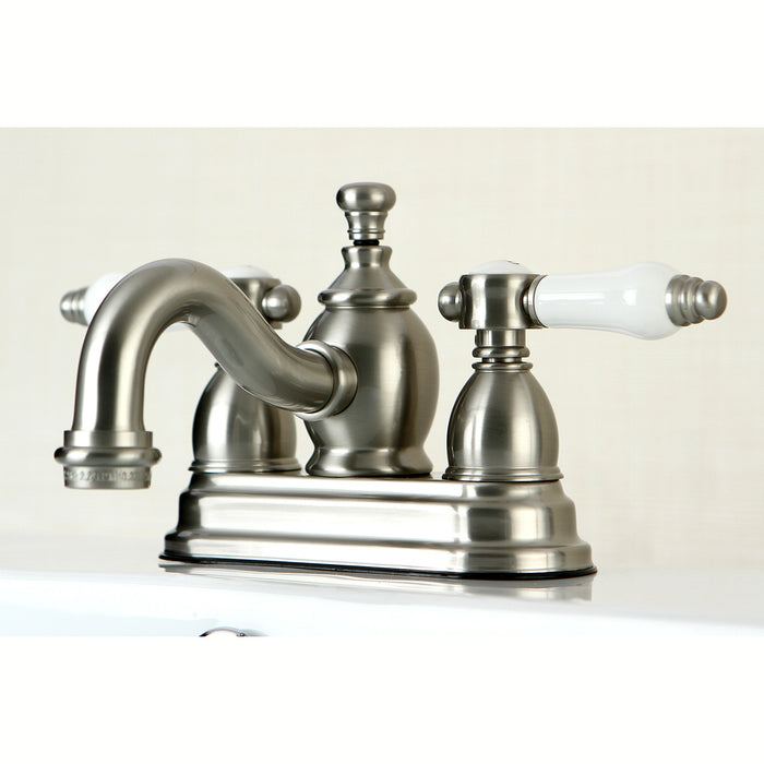 Bel-Air KS7108BPL Two-Handle 3-Hole Deck Mount 4" Centerset Bathroom Faucet with Brass Pop-Up, Brushed Nickel