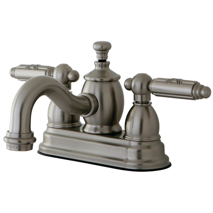 Georgian KS7108GL Two-Handle 3-Hole Deck Mount 4" Centerset Bathroom Faucet with Brass Pop-Up, Brushed Nickel