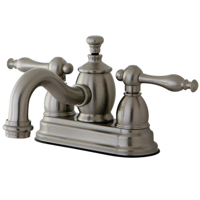 Naples KS7108NL Two-Handle 3-Hole Deck Mount 4" Centerset Bathroom Faucet with Brass Pop-Up, Brushed Nickel