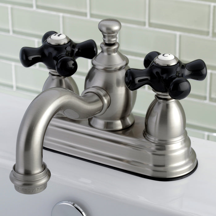 Duchess KS7108PKX Two-Handle 3-Hole Deck Mount 4" Centerset Bathroom Faucet with Brass Pop-Up, Brushed Nickel