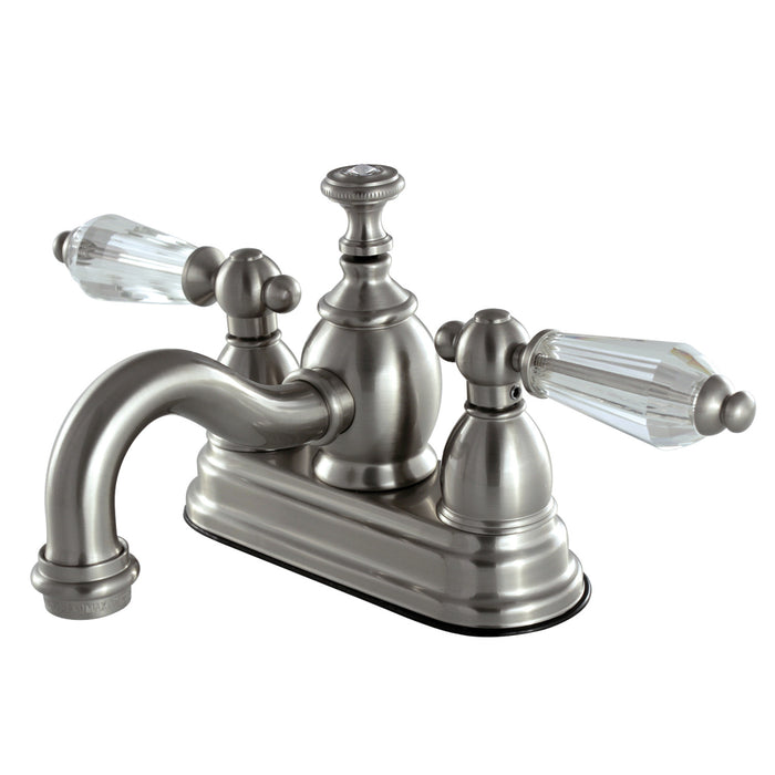 Wilshire KS7108WLL Two-Handle 3-Hole Deck Mount 4" Centerset Bathroom Faucet with Brass Pop-Up, Brushed Nickel