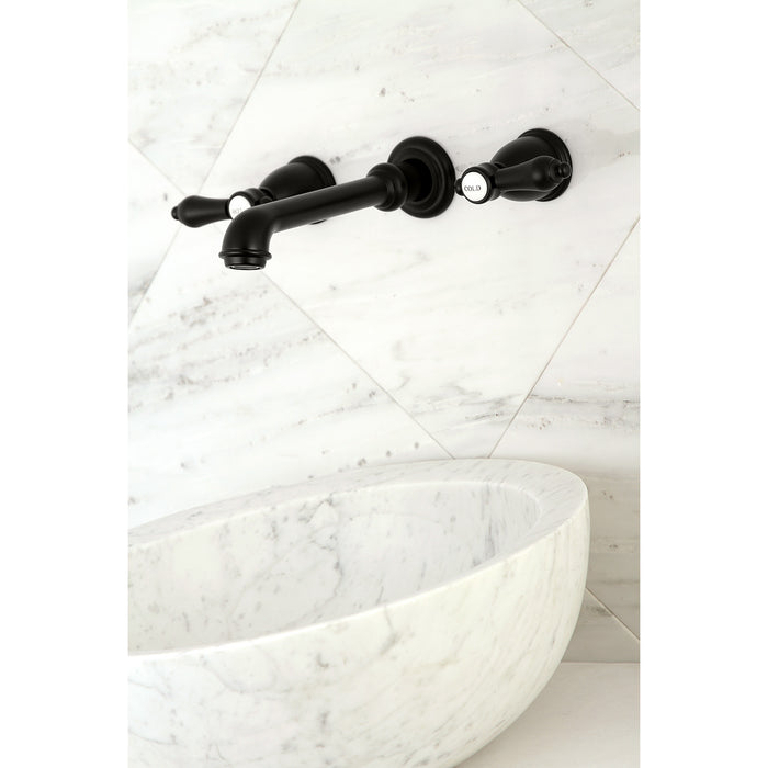 Heirloom KS7120BAL Two-Handle 3-Hole Wall Mount Bathroom Faucet, Matte Black
