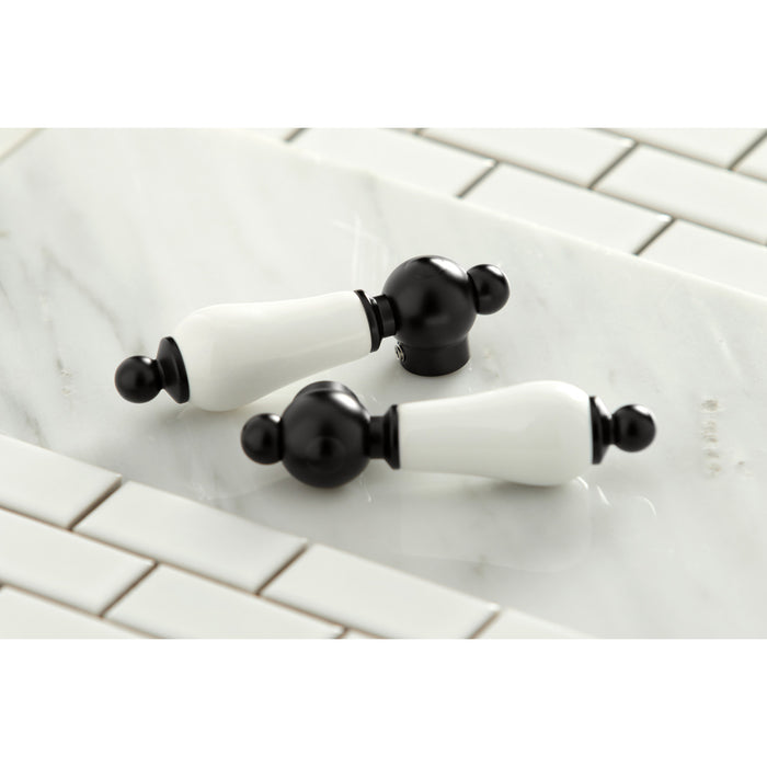 English Country KS7120PL Two-Handle 3-Hole Wall Mount Bathroom Faucet, Matte Black
