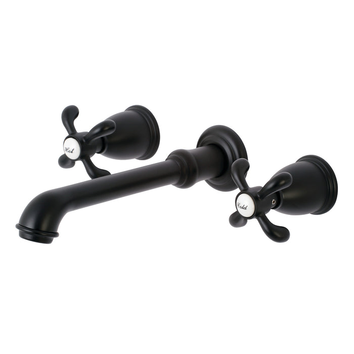 French Country KS7120TX Two-Handle 3-Hole Wall Mount Bathroom Faucet, Matte Black
