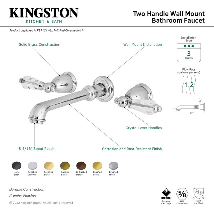 Wilshire KS7120WLL Two-Handle 3-Hole Wall Mount Bathroom Faucet, Matte Black