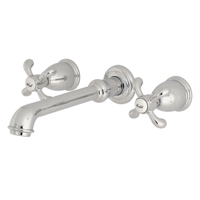 Kingston Tulare KS7121TX - French Country Double-Handle 3-Hole Wall Mount Bathroom Faucet, Polished Chrome