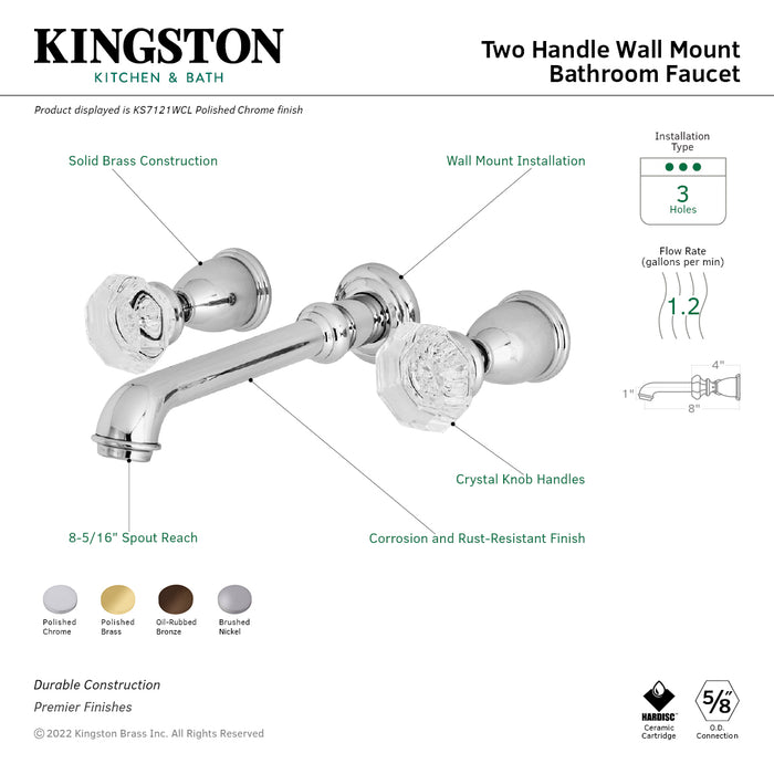 Celebrity KS7121WCL Two-Handle 3-Hole Wall Mount Bathroom Faucet, Polished Chrome