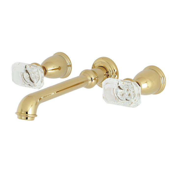 Kingston Tulare KS7122KRL - Krystal Onyx Double-Handle 3-Hole Wall Mount Bathroom Faucet, Polished Brass