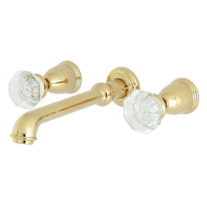 Kingston Tulare KS7122WCL - Celebrity Double-Handle 3-Hole Wall Mount Bathroom Faucet, Polished Brass