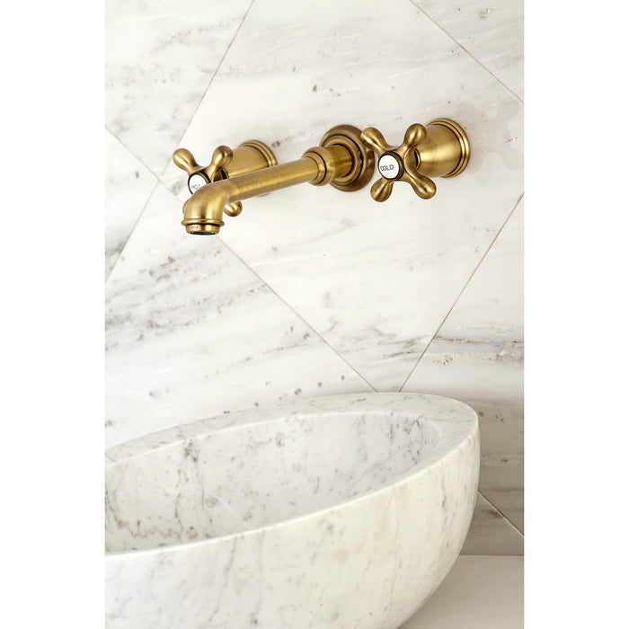 English Country KS7123AX Two-Handle 3-Hole Wall Mount Bathroom Faucet, Antique Brass