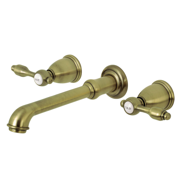 Tudor KS7123TAL Two-Handle 3-Hole Wall Mount Bathroom Faucet, Antique Brass