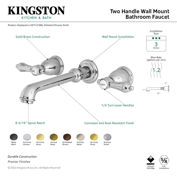 Heirloom KS7127BAL Two-Handle 3-Hole Wall Mount Bathroom Faucet, Brushed Brass