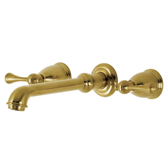 English Country KS7127BL Two-Handle 3-Hole Wall Mount Bathroom Faucet, Brushed Brass