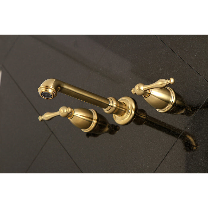 Naples KS7127NL Two-Handle 3-Hole Wall Mount Bathroom Faucet, Brushed Brass