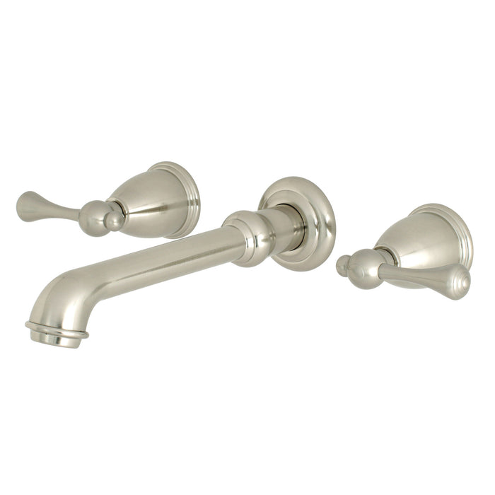 English Country KS7128BL Two-Handle 3-Hole Wall Mount Bathroom Faucet, Brushed Nickel