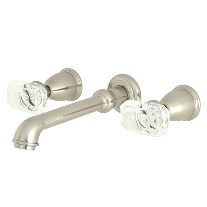 Kingston Tulare KS7128KRL - Krystal Onyx Double-Handle 3-Hole Wall Mount Bathroom Faucet, Brushed Nickel