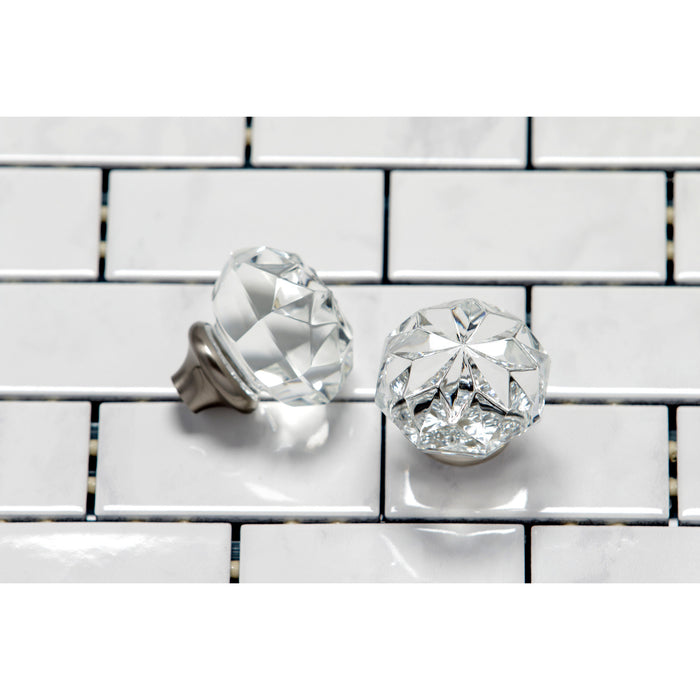 Kingston Tulare KS7128KWL - Krystal Onyx Double-Handle 3-Hole Wall Mount Bathroom Faucet, Brushed Nickel