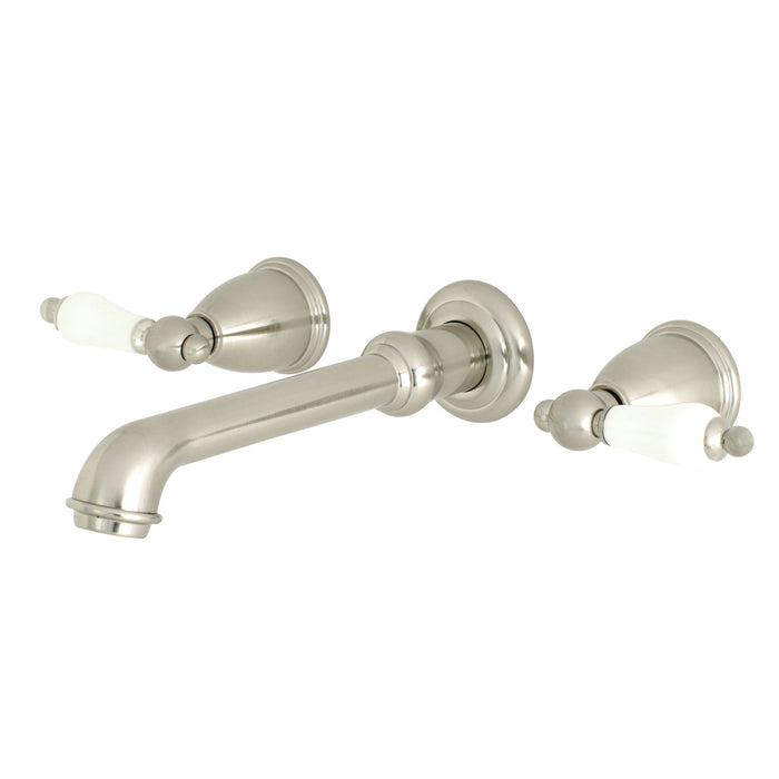 French Country KS7128PL Two-Handle 3-Hole Wall Mount Bathroom Faucet, Brushed Nickel