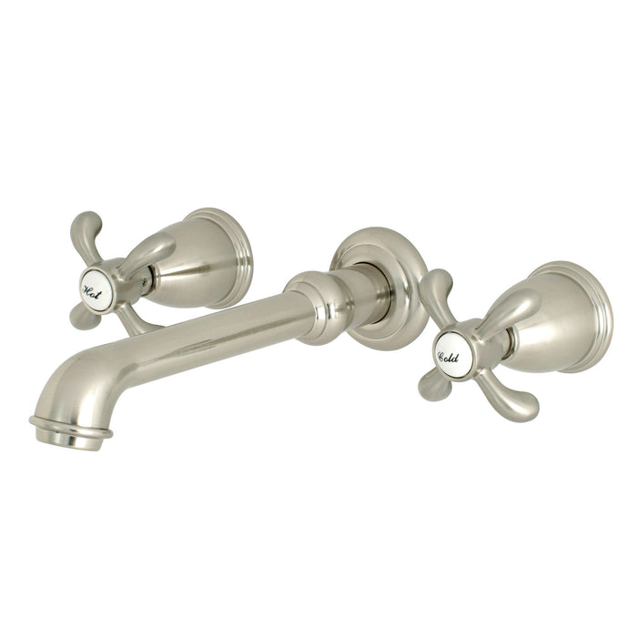 French Country KS7128TX Two-Handle 3-Hole Wall Mount Bathroom Faucet, Brushed Nickel