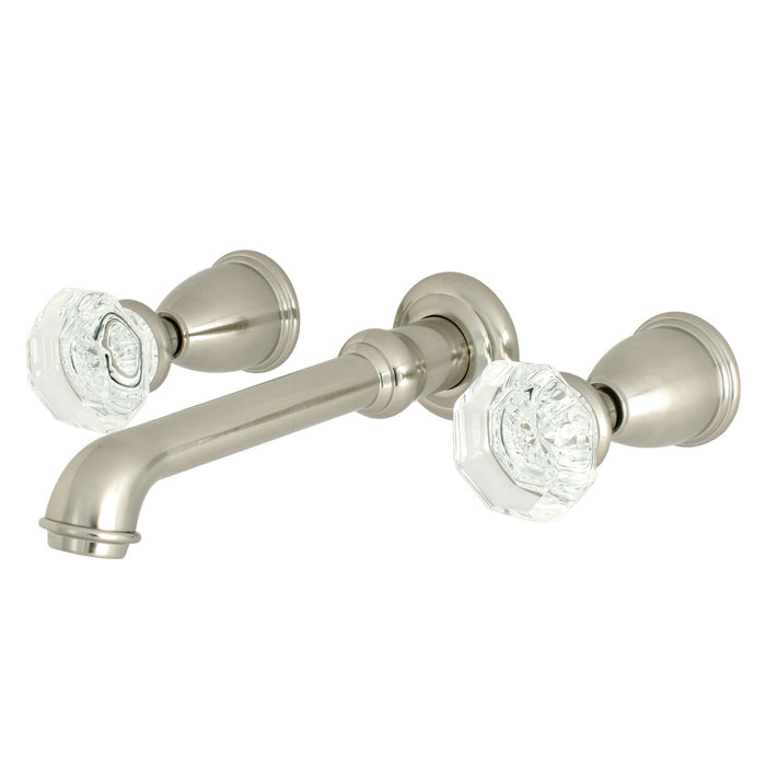 Kingston Tulare KS7128WCL - Celebrity Double-Handle 3-Hole Wall Mount Bathroom Faucet, Brushed Nickel