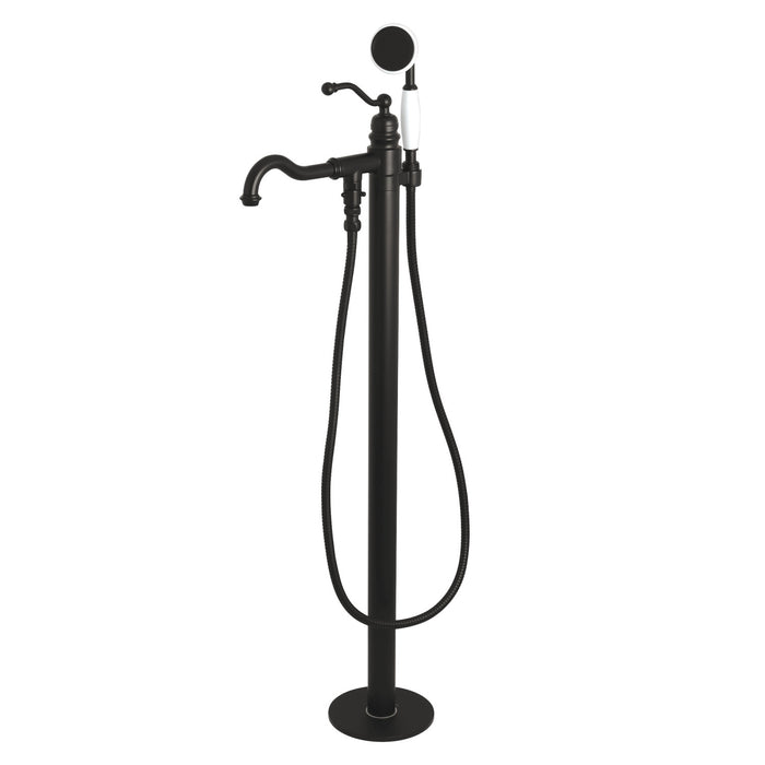 English Country KS7130ABL Single-Handle 1-Hole Freestanding Tub Faucet with Hand Shower, Matte Black