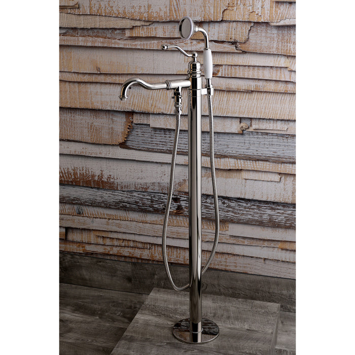 English Country KS7136ABL Single-Handle 1-Hole Freestanding Tub Faucet with Hand Shower, Polished Nickel