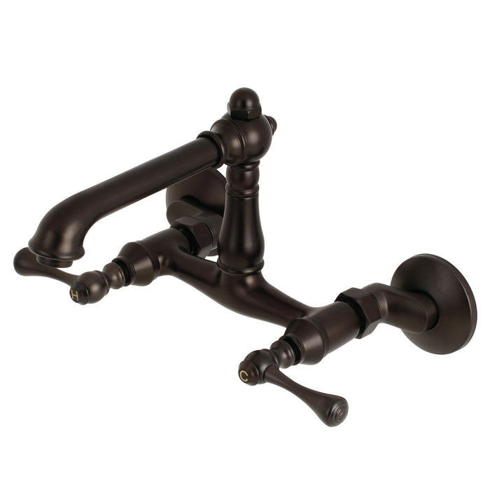 English Country KS7225BL Two-Handle 2-Hole Wall Mount Kitchen Faucet, Oil Rubbed Bronze